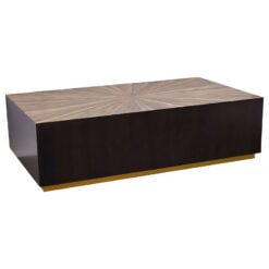 Art Deco Natural And Black Bamboo And Gold Metal Large Coffee Table