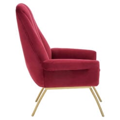 Art Deco Red Velvet And Gold Metal Accent Chair Armchair