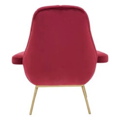 Art Deco Red Velvet And Gold Metal Accent Chair Armchair