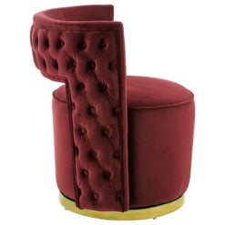 Art Deco Red Velvet And Gold Metal Accent Chair Armchair Cocktail Chair