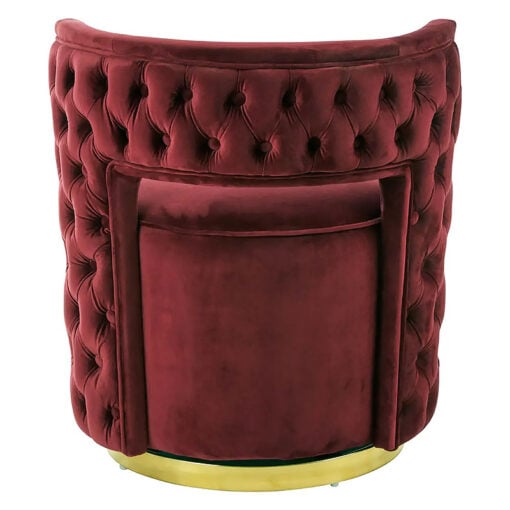 Art Deco Red Velvet And Gold Metal Accent Chair Armchair Cocktail Chair