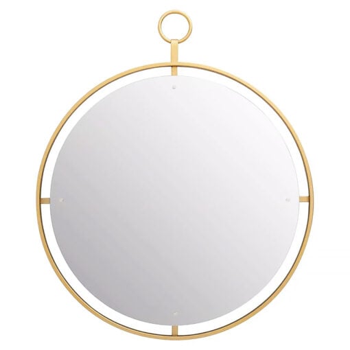 Art Deco Round Gold Metal Large Wall Mirror 70cm With Ring