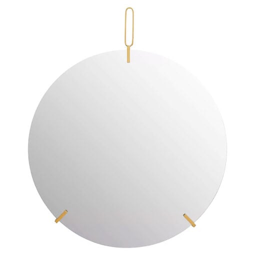 Art Deco Round Gold Metal Wall Mirror 70cm With Hanging Loop