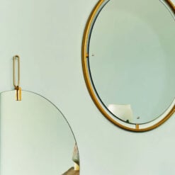 Art Deco Round Gold Metal Wall Mirror 70cm With Hanging Loop