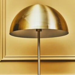 Art Deco White Marble And Gold Brass Metal Dome Shade Table Lamp 56cm