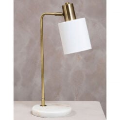 Art Deco White Marble And Gold Metal Desk Table Lamp 50cm