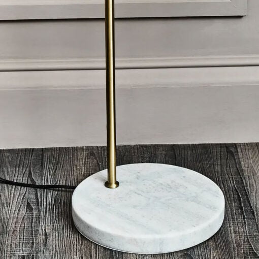 Art Deco White Marble And Gold Metal Floor Lamp 154cm