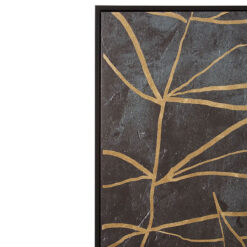 Black And Gold Floral Abstract Wall Art Poster With Black Wood Frame 123cm