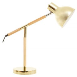 Brass Gold Metal And Wood Adjustable Table Desk Lamp 49cm