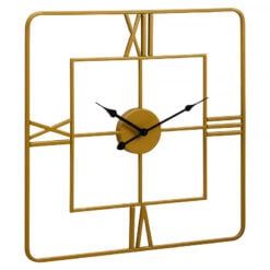 Cain Industrial Gold Metal Skeleton Wall Clock With Black Hands 50cm