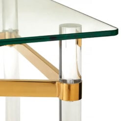 Clarice Art Deco Glass And Gold Metal Large Coffee Table With Acrylic Legs