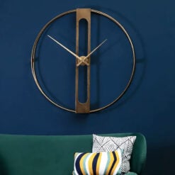 Extra Large Industrial Skeleton Dual Ring Round Gold Metal Wall Clock 107cm