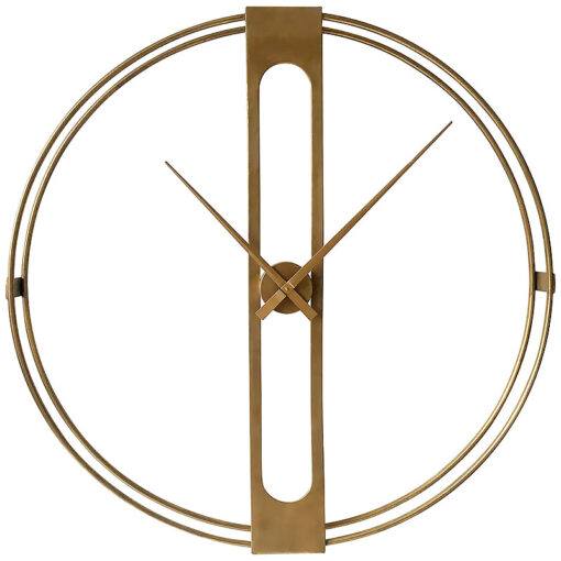 Extra Large Industrial Skeleton Dual Ring Round Gold Metal Wall Clock 107cm