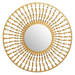 Florence Art Deco Round Gold Metal Sunburst Wall Mirror 71cm