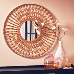 Florence Art Deco Round Gold Metal Sunburst Wall Mirror 71cm