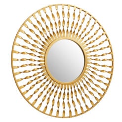 Florence Art Deco Round Gold Metal Sunburst Wall Mirror 71cm