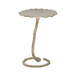 Flower Leaf Gold Metal Floral Side Table End Table