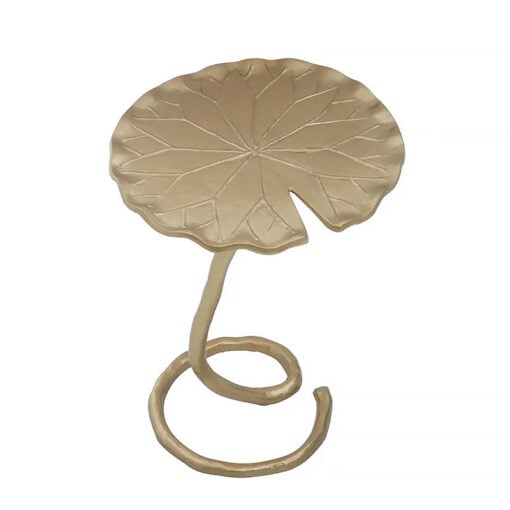 Flower Leaf Gold Metal Floral Side Table End Table