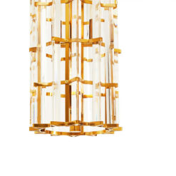 Gold Brass Metal And Crystal 4 Light Vertical Ceiling Pendant Chandelier