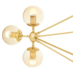 Gold Metal And Brown Tint Glass 15 Light Ceiling Pendant Chandelier 148cm