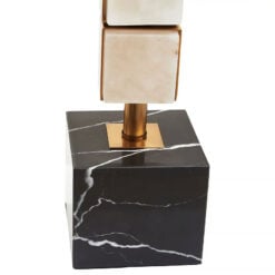 Grey Marble And Gold Metal Table Desk Lamp 82cm With White Fabric Shade