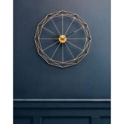 Large Industrial Skeleton Geometric Round Gold Metal Wall Clock 60cm