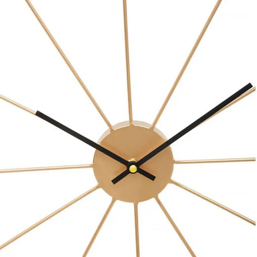 Large Industrial Skeleton Geometric Round Gold Metal Wall Clock 60cm