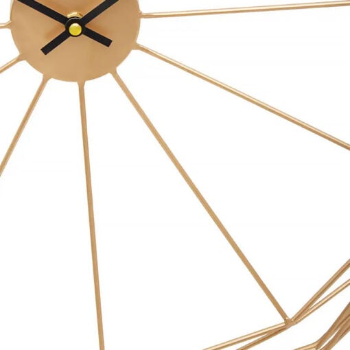 Large Industrial Skeleton Geometric Round Gold Metal Wall Clock 60cm