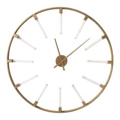 Large Industrial Skeleton Round Gold Metal Wall Clock 92cm