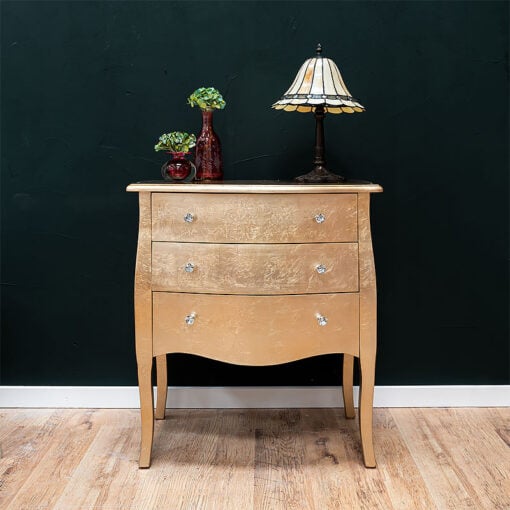 Louis French Country Gold Leaf Wood 3 Drawer Chest of Drawers