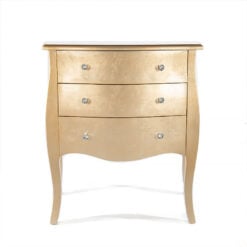 Louis French Country Gold Leaf Wood 3 Drawer Chest of Drawers