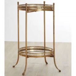 Moroccan Boho Mirrored Glass And Antique Gold 2 Tier Tray Side Table