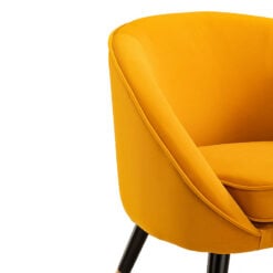 Mustard Yellow Curved Armchair Accent Chair With Gold And Black Legs