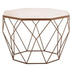 Octagon Art Deco Gold Metal And White Marble Coffee Table 67cm