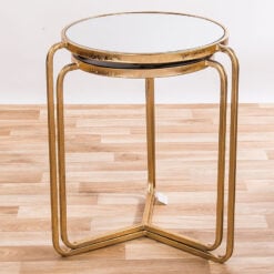 Set Of 2 Zoey Antique Gold Metal And Mirrored Glass Nesting Side Tables