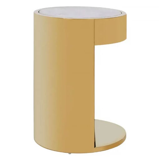 Una Art Deco Faux White Marble And Gold Metal Side Table Sofa Table