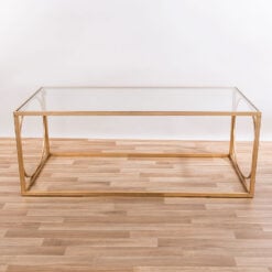 Zoey Antique Gold Metal And Clear Glass Large Rectangular Coffee Table