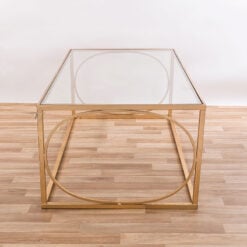 Zoey Antique Gold Metal And Clear Glass Large Rectangular Coffee Table