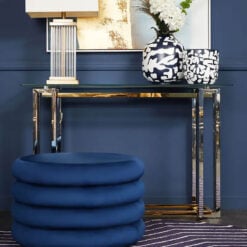 Zola Art Deco Gold Metal and Chrome Console Table With Glass Tabletop