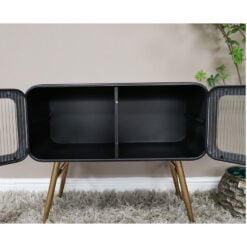 2 Door Black And Gold Metal Industrial Retro Sideboard Cabinet 70cm