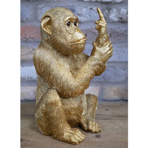 Antique Gold Bronze Resin Quirky Monkey Animal Figure Home Decor 30cm