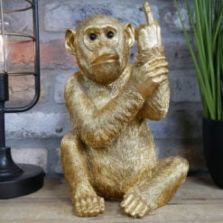 Antique Gold Bronze Resin Quirky Monkey Animal Figure Home Decor 30cm