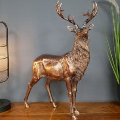Antique Gold Bronze Resin Stag Animal Figure Home Decor Accessory 55cm