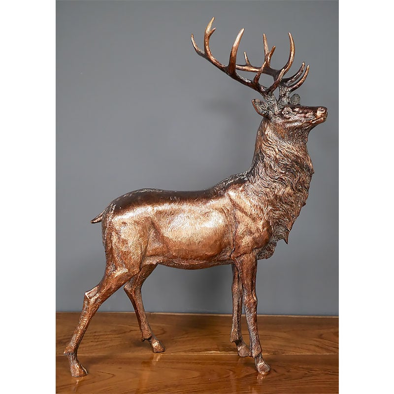 Antique Gold Bronze Resin Stag Animal Figure Home Decor Accessory 55cm
