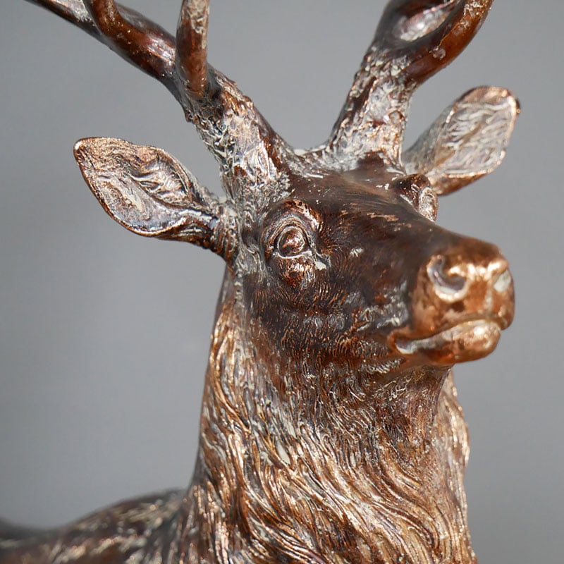 Antique Gold Bronze Resin Stag Animal Figure Home Decor Accessory 55cm