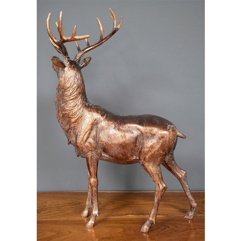 Antique Gold Bronze Resin Stag Animal Figure Home Decor Accessory 55cm