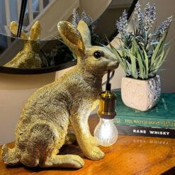 Antique Gold Resim Rabbit Hare Quirky Animal Table Lamp 39cm