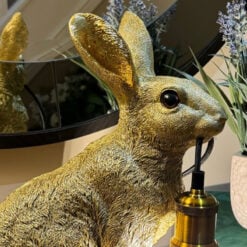 Antique Gold Resim Rabbit Hare Quirky Animal Table Lamp 39cm