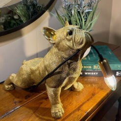 Antique Gold Resin French Bulldog Quirky Animal Table Lamp 35cm