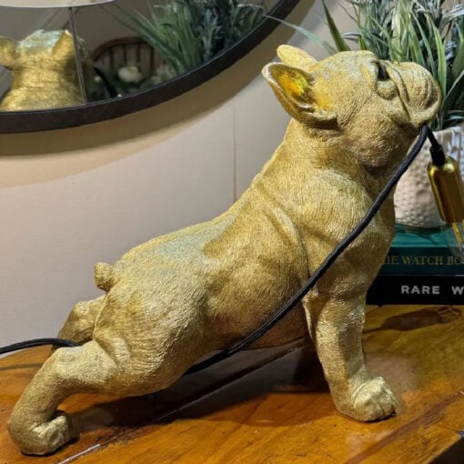 Antique Gold Resin French Bulldog Quirky Animal Table Lamp 35cm